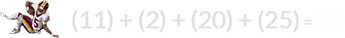 (11) + (2) + (20) + (25) = 58