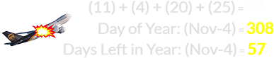 (11) + (4) + (20) + (25) = 60