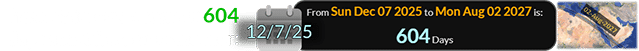 These dates are a span of 604 days apart from one another: