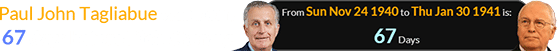 Paul John Tagliabue was born 67 days before Dick Cheney:
