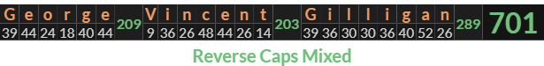"George Vincent Gilligan" = 701 (Reverse Caps Mixed)