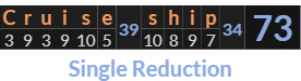 "Cruise ship" = 73 (Single Reduction)