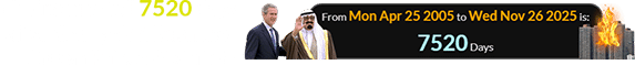 The inferno fell 7520 days after George W. Bush met Crown Prince Abdullah: