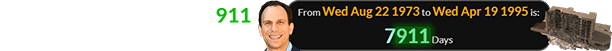 Greenberg was a span of 7,911 days old for the OKC bombing: