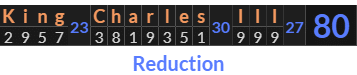 "King Charles III" = 80 (Reduction)
