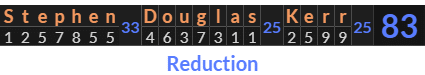 "Stephen Douglas Kerr" = 83 (Reduction)