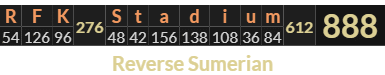 "RFK Stadium" = 888 (Reverse Sumerian)