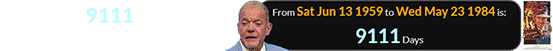 Irsay was 9111 days old for the Temple of Doom’s release: