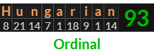 "Hungarian" = 93 (Ordinal)