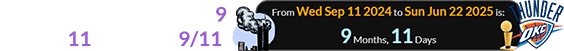 The Thunder won the title 9 months, 11 days after 9/11: