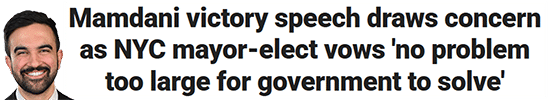Mamdani victory speech draws concern as NYC mayor-elect vows 'no problem too large for government to solve'