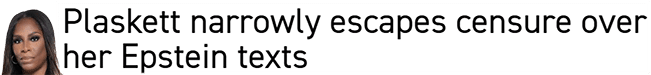 Plaskett narrowly escapes censure over her Epstein texts