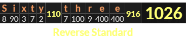 "Sixty three" = 1026 (Reverse Standard)