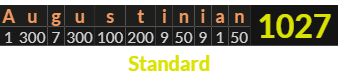 "Augustinian" = 1027 (Standard)