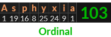 "Asphyxia" = 103 (Ordinal)