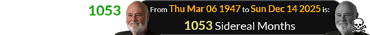 Rob lived to see 1053 Orbits of the Moon: