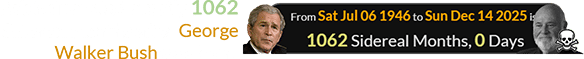 Rob Reiner died exactly 1062 Sidereal months after George Walker Bush was born: