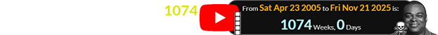 Wilson died a span of exactly 1074 weeks after YouTube’s launch: