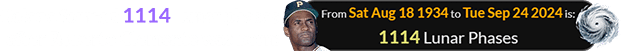 Helene formed 1114 Lunar phases after Roberto Clemente was born:
