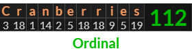 "Cranberries" = 112 (Ordinal)