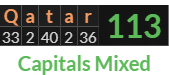 "Qatar" = 113 (Capitals Mixed)