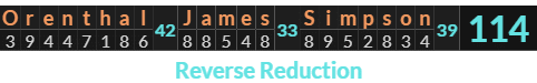 "Orenthal James Simpson" = 114 (Reverse Reduction)