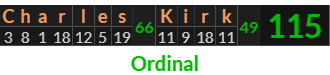 "Charles Kirk" = 115 (Ordinal)