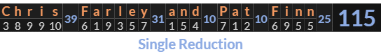 "Chris Farley and Pat Finn" = 115 (Single Reduction)