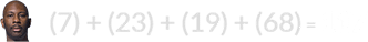 (7) + (23) + (19) + (68) = 117