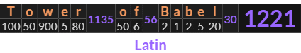 "Tower of Babel" = 1221 (Latin)