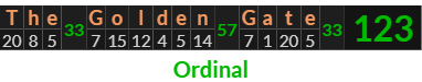 "The Golden Gate" = 123 (Ordinal)