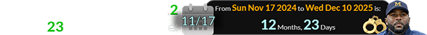 Moore’s arrest was made 12 months, 23 days after that date:
