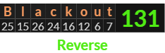 "Blackout" = 131 (Reverse)