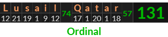 "Lusail Qatar" = 131 (Ordinal)
