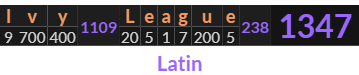 "Ivy League" = 1347 (Latin)