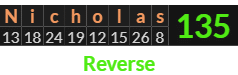 "Nicholas" = 135 (Reverse)