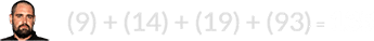 (9) + (14) + (19) + (93) = 135