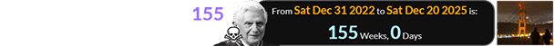 The blackout was exactly 155 weeks after Benedict XVI died:
