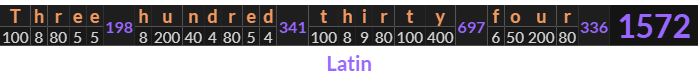"Three hundred thirty four" = 1572 (Latin)