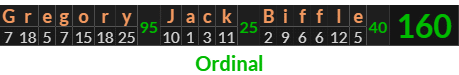"Gregory Jack Biffle" = 160 (Ordinal)