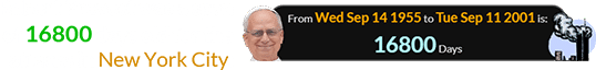 Robert Prevost was a span of 16800 days old for the attacks in New York City: