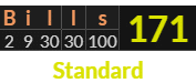"Bills" = 171 (Standard)