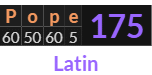 "Pope" = 175 (Latin)