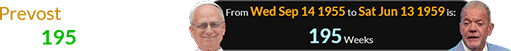 Prevost and Irsay were born 195 weeks apart: