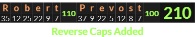 "Robert Prevost" = 210 (Reverse Caps Added)