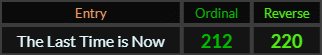 The Last Time is Now = 212 and 220