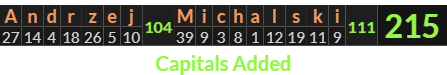 "Andrzej Michalski" = 215 (Capitals Added)