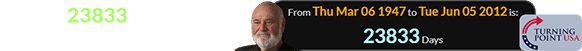 He was 23833 days old when Turning Point was established: