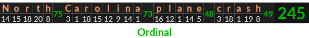"North Carolina plane crash" = 245 (Ordinal)