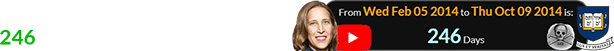 Wojcicki became YouTube’s CEO 246 days before Yale’s anniversary: